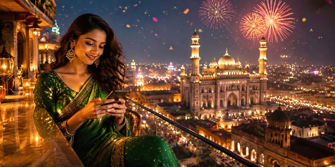 Traditional Lucknow scene blended with online gaming culture